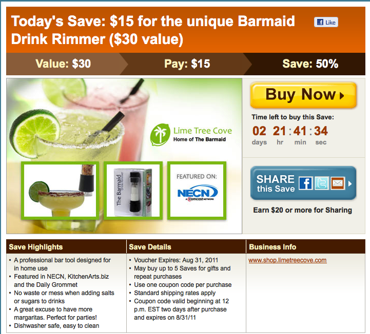 Lime Tree Cove's Barmaid on Eversave